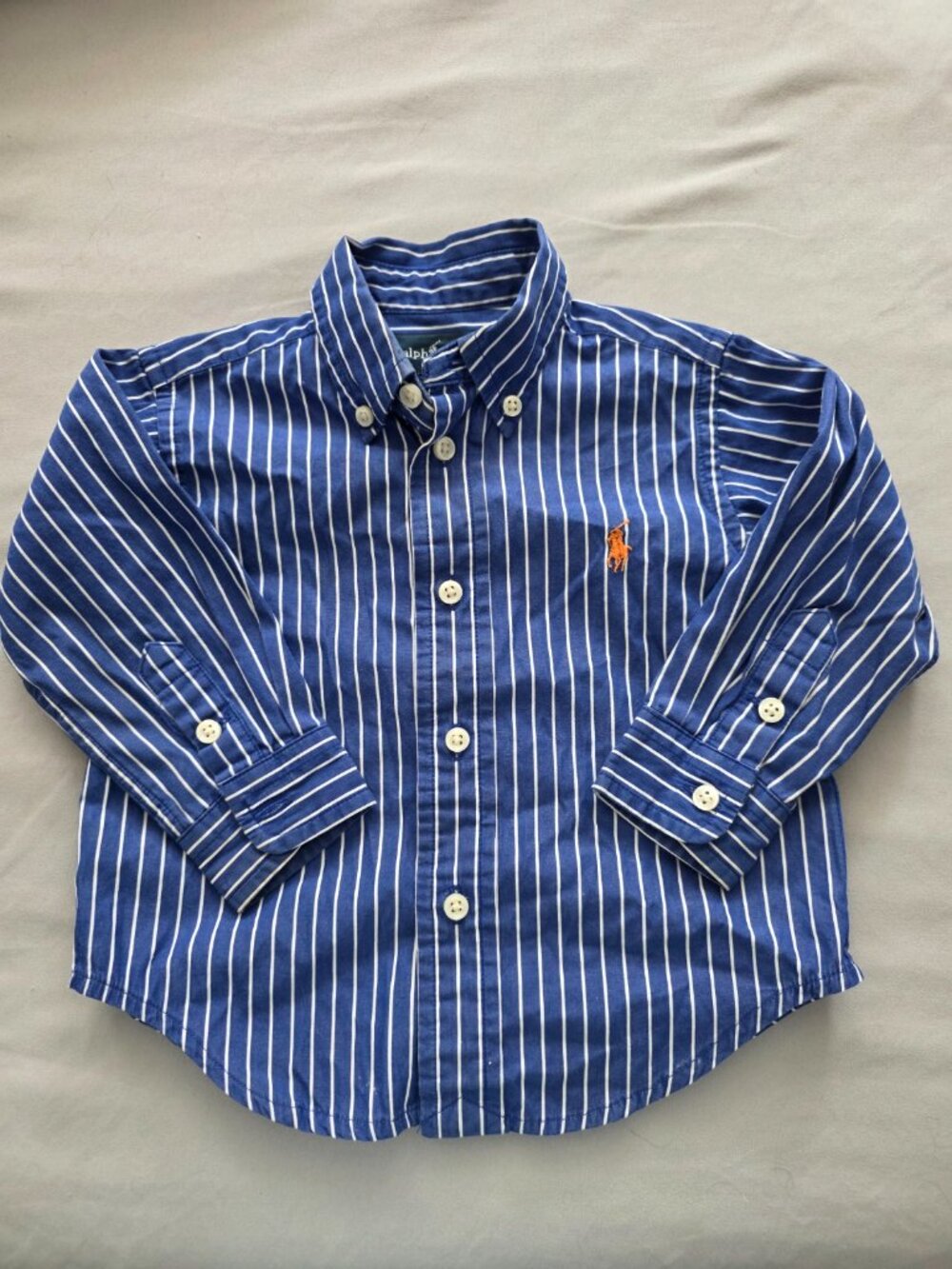 Ralph Lauren Blue/White Striped Button-down, Size 12m